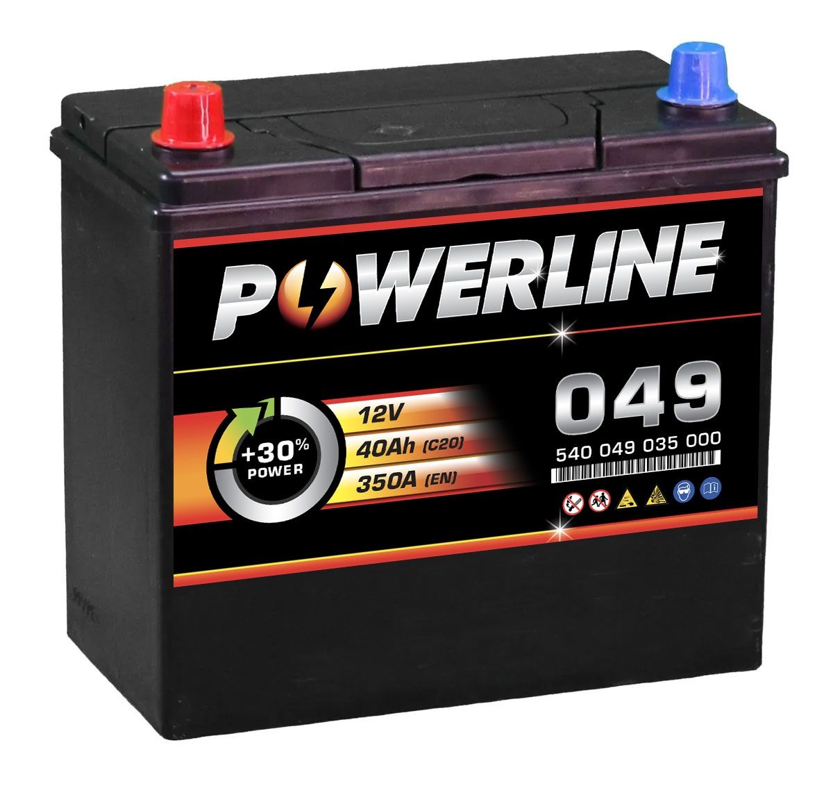 POWERLINE CAR BATTERY 40Ah 350A TYPE: 049