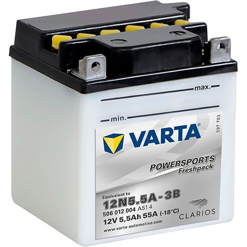 VARTA 12N5.5A-3B POWERSPORTS FRESHPACK MOTORCYCLE BATTERY
