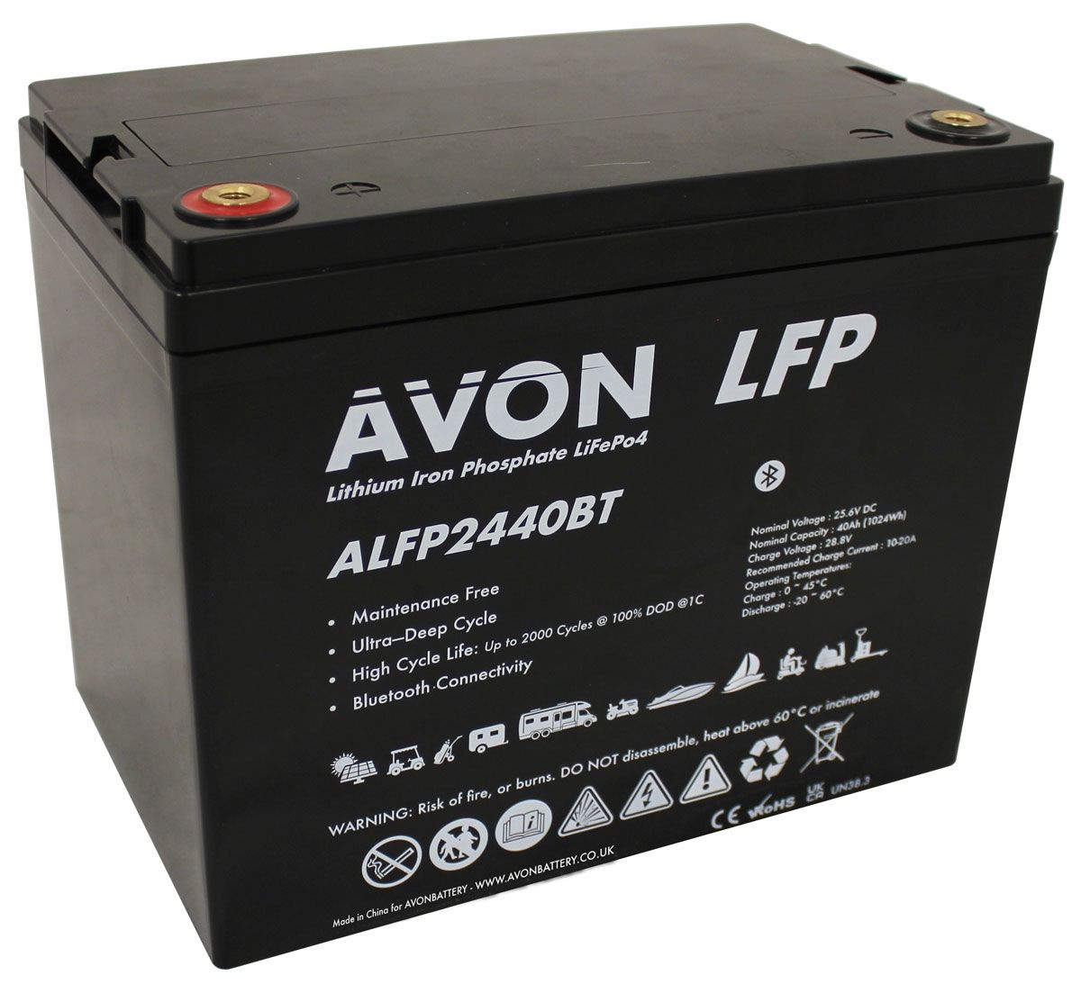 AVON ALFP2440BT LFP BLUETOOTH BATERIA LITOWA GŁĘBOKIEGO ROZŁADOWANIA 24 V 40 AH