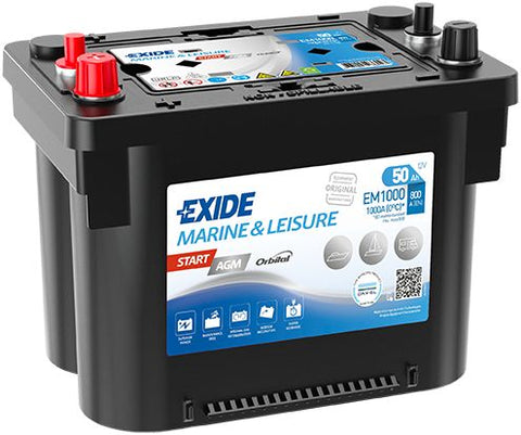 EXIDE EM1000 CAR BATTERY 50Ah 800A