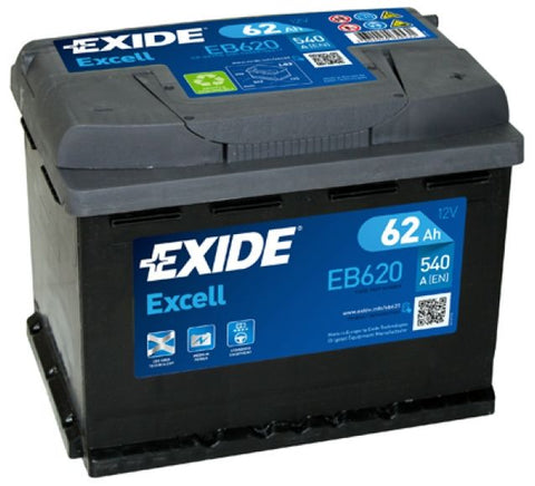 EXIDE EB620 EXCELL CAR BATTERY 62Ah 540A TYPE: 027