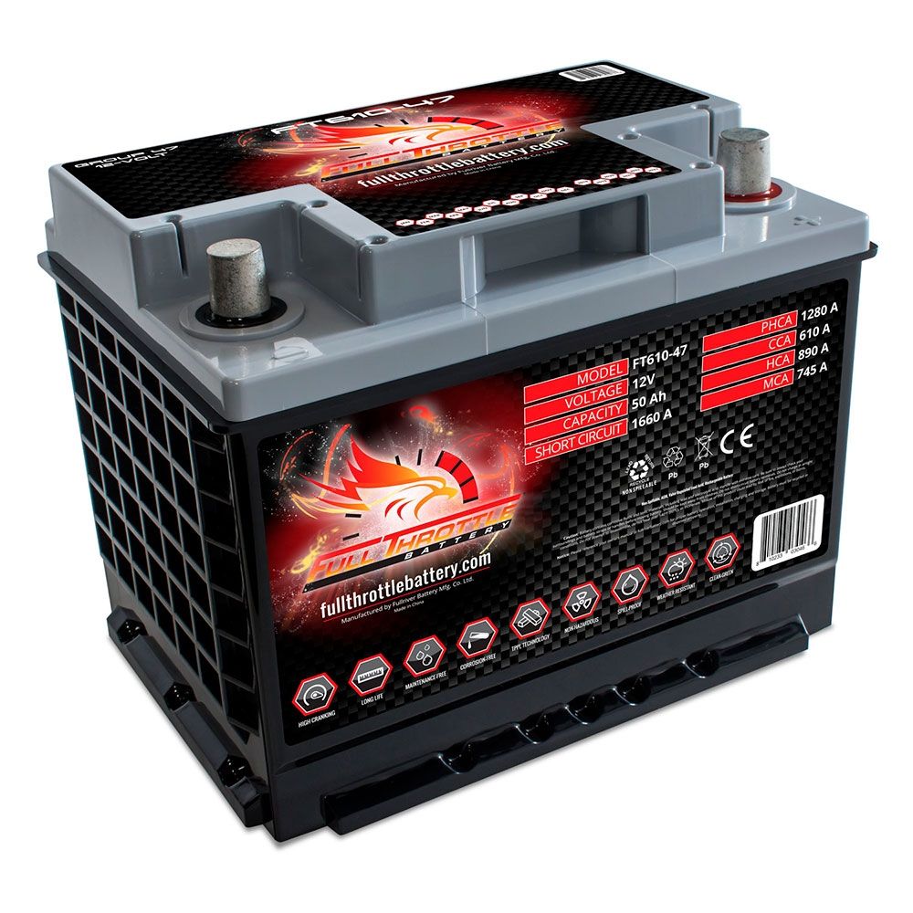 FULL THROTTLE FT610-47 CAR BATTERY 50Ah 610A
