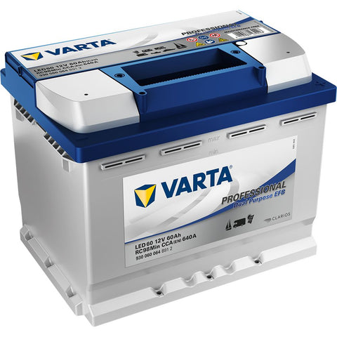 VARTA LED60 PROFESSIONAL DUAL PURPOSE EFB LEISURE BATTERY 60AH (930060068)