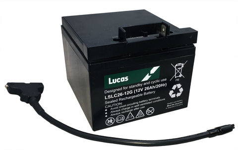 LUCAS LSLC26-12G GOLF BATTERY WITH POWAKADDY CONNECTOR AND T-BAR LEAD