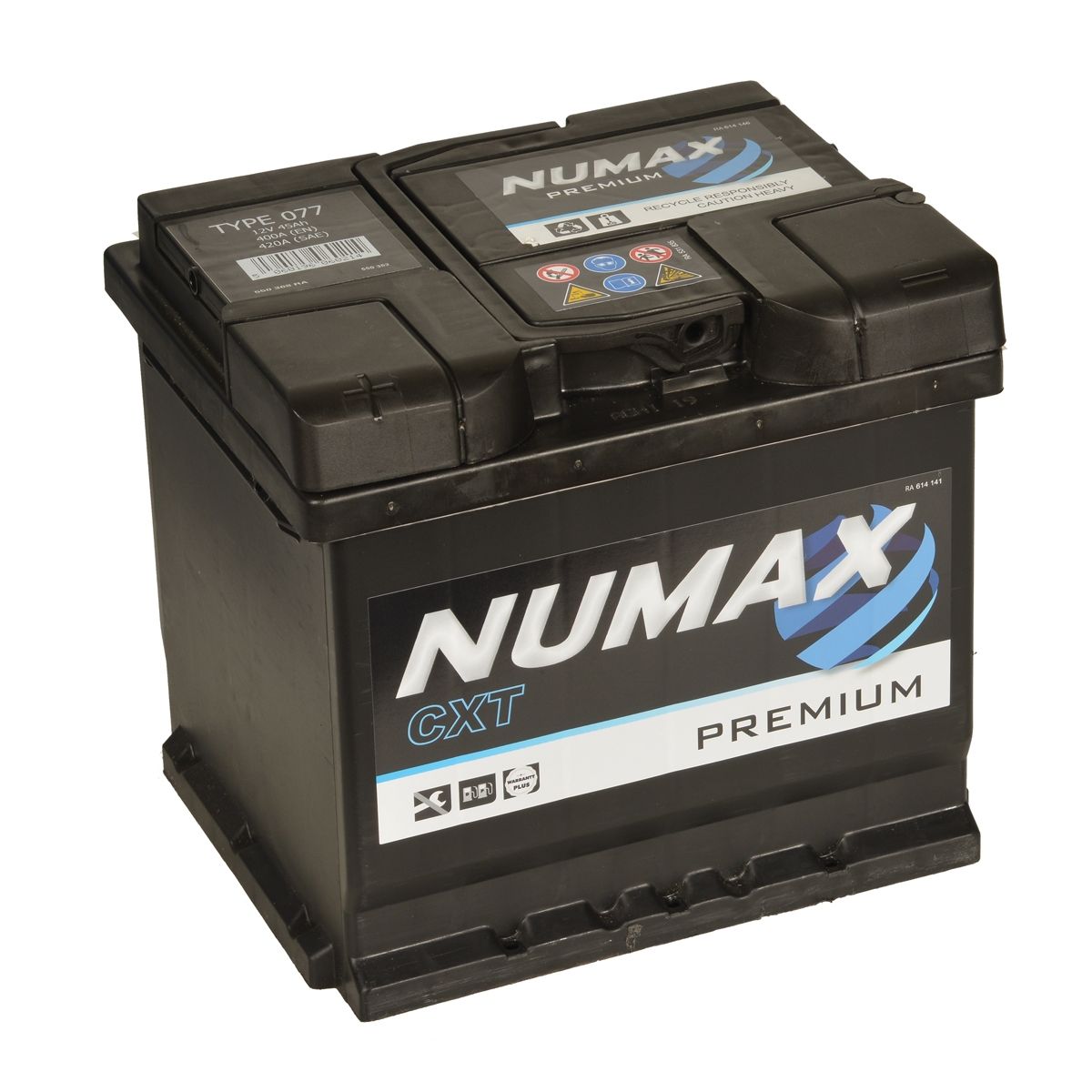 NUMAX 077 PREMIUM CAR BATTERY 45Ah 390A TYPE: 077