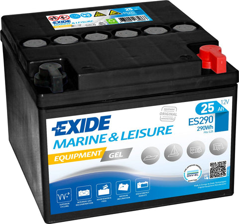 EXIDE ES290 MARINE LEISURE EQUIPMENT GEL BATTERY 25AH