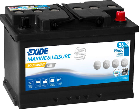 EXIDE ES650 G60 MARINE LEISURE EQUIPMENT GEL BATTERY 56AH