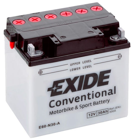 EXIDE E60-N30-A 12V CONVENTIONAL MOTORCYCLE BATTERY