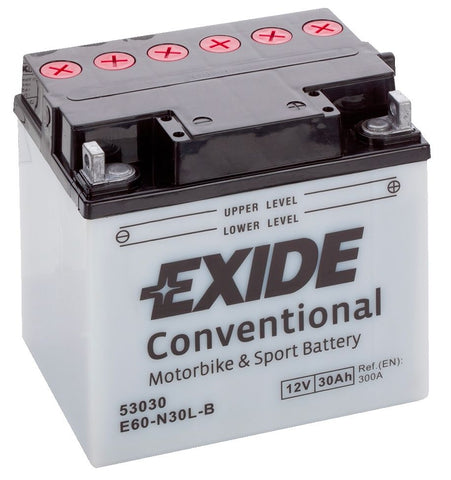 EXIDE E60-N30L-B 12V CONVENTIONAL MOTORCYCLE BATTERY