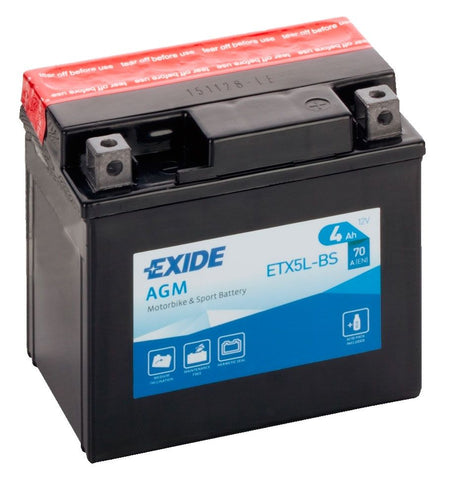 EXIDE ETX5L-BS 12V AGM MOTORCYCLE BATTERY