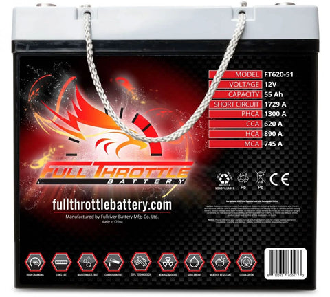 FULL THROTTLE FT620-51 CAR BATTERY 55Ah 620A