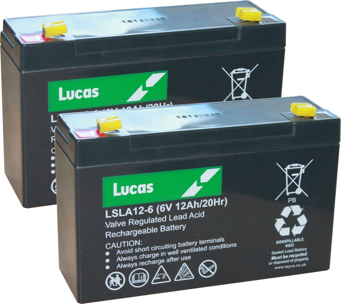 PAIR OF LUCAS LSLA12-6 SLA BATTERY 6V 12AH