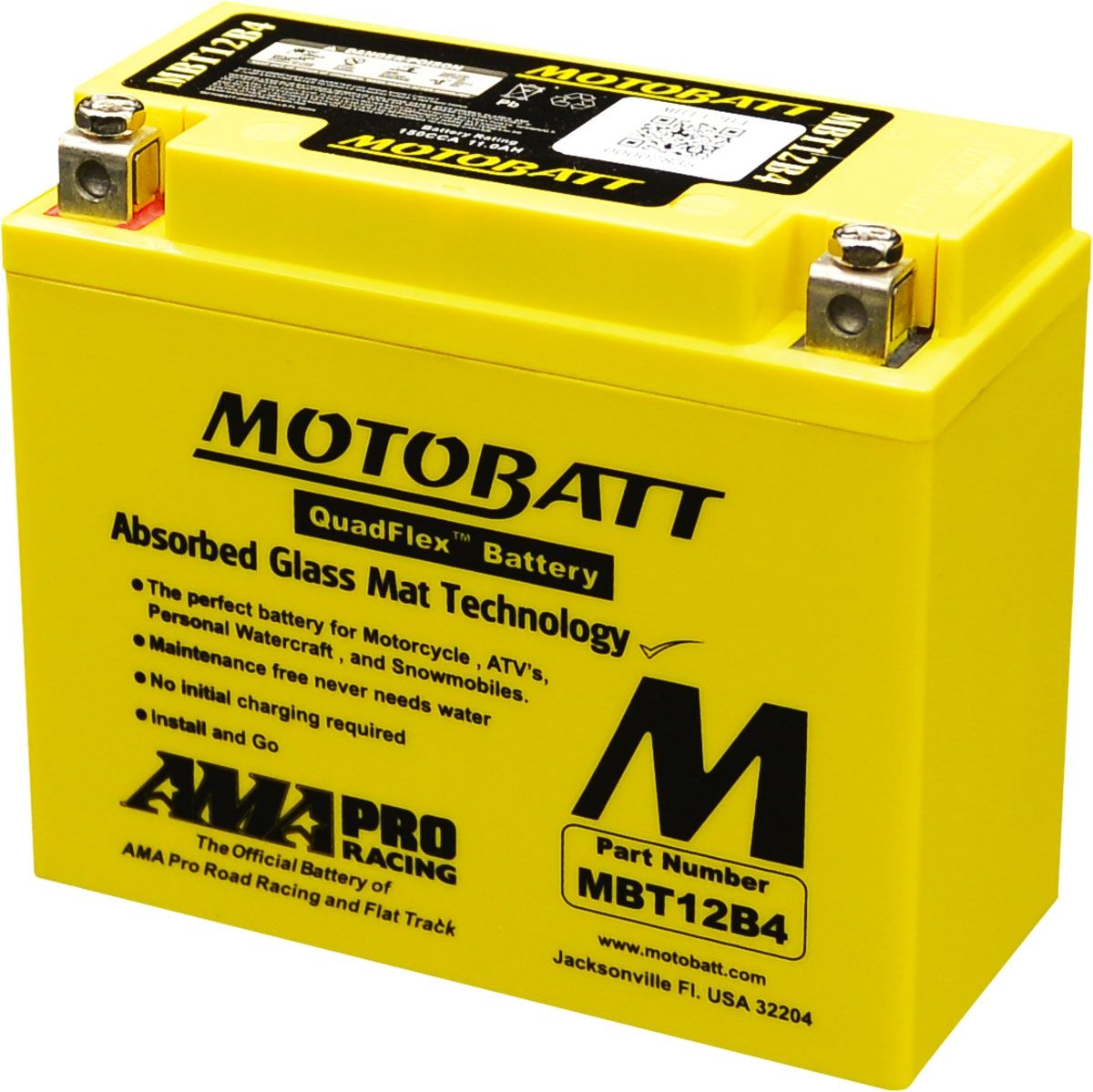 MOTOBATT MBT12B4 QUADFLEX AGM BIKE BATTERY 12V 11AH