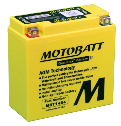 MOTOBATT MBT14B4 QUADFLEX AGM BIKE BATTERY 12V 13AH