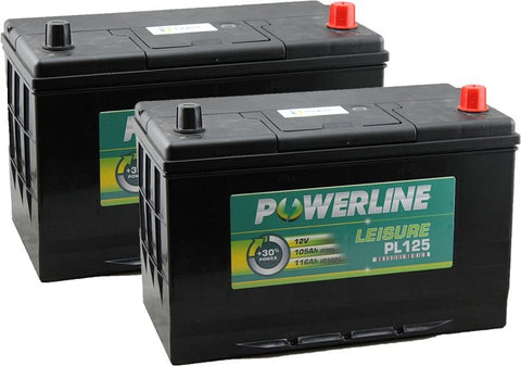 PAIR OF POWERLINE PL125 LEISURE BATTERY 12V
