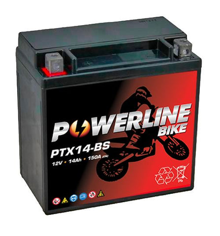 POWERLINE PTX14-BS MOTORCYCLE BATTERY 12V 14AH