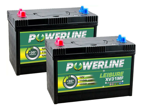 PAIR OF POWERLINE XV31MF LEISURE BATTERY 12V