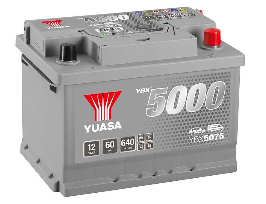 YUASA YBX5075 CAR BATTERY 60Ah 640A TYPE: 075