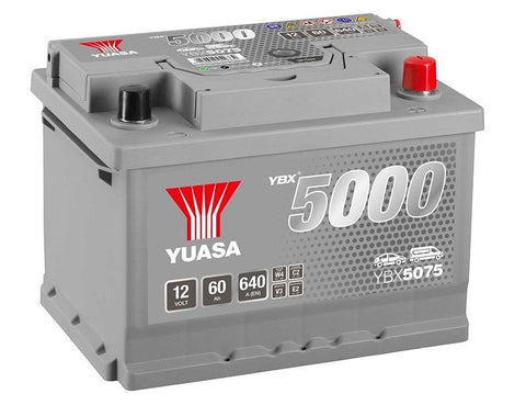 YUASA YBX5075 CAR BATTERY 60Ah 640A TYPE: 075