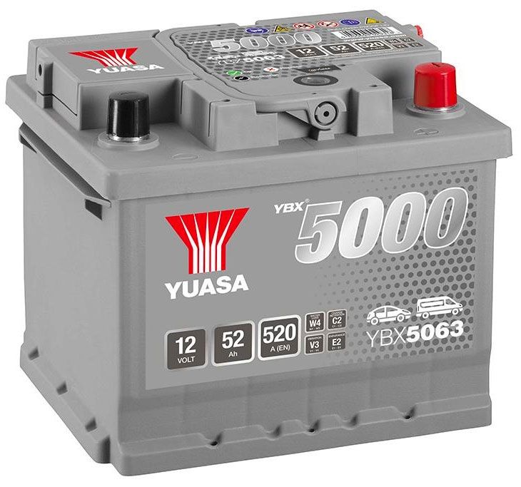 YUASA YBX5063 CAR BATTERY 52Ah 520A TYPE: 063