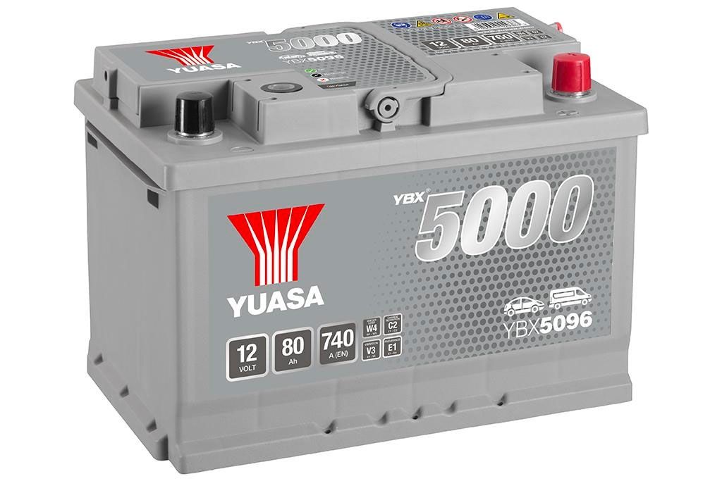 YUASA YBX5096 CAR BATTERY 80Ah 740A TYPE: 096