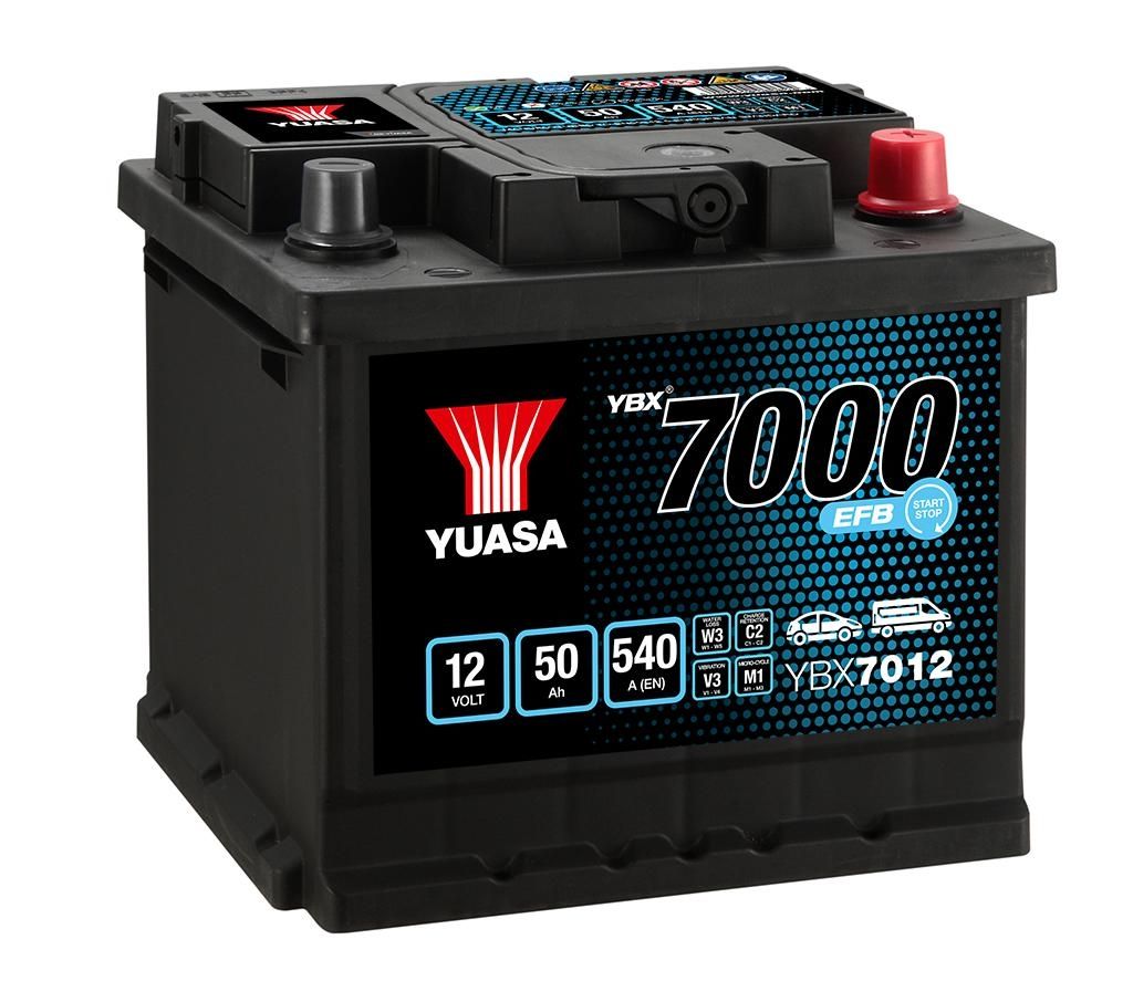 YUASA YBX7012 CAR BATTERY 50Ah 540A TYPE: 012