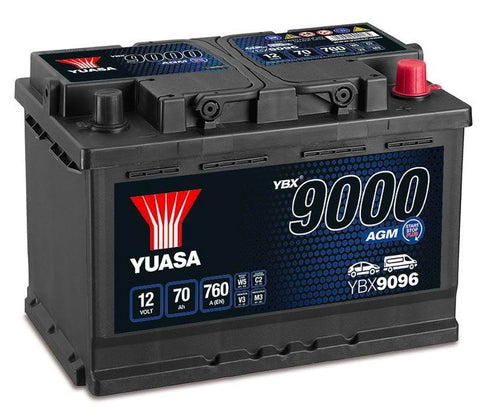 YUASA YBX9096 CAR BATTERY 70Ah 760A TYPE: 096