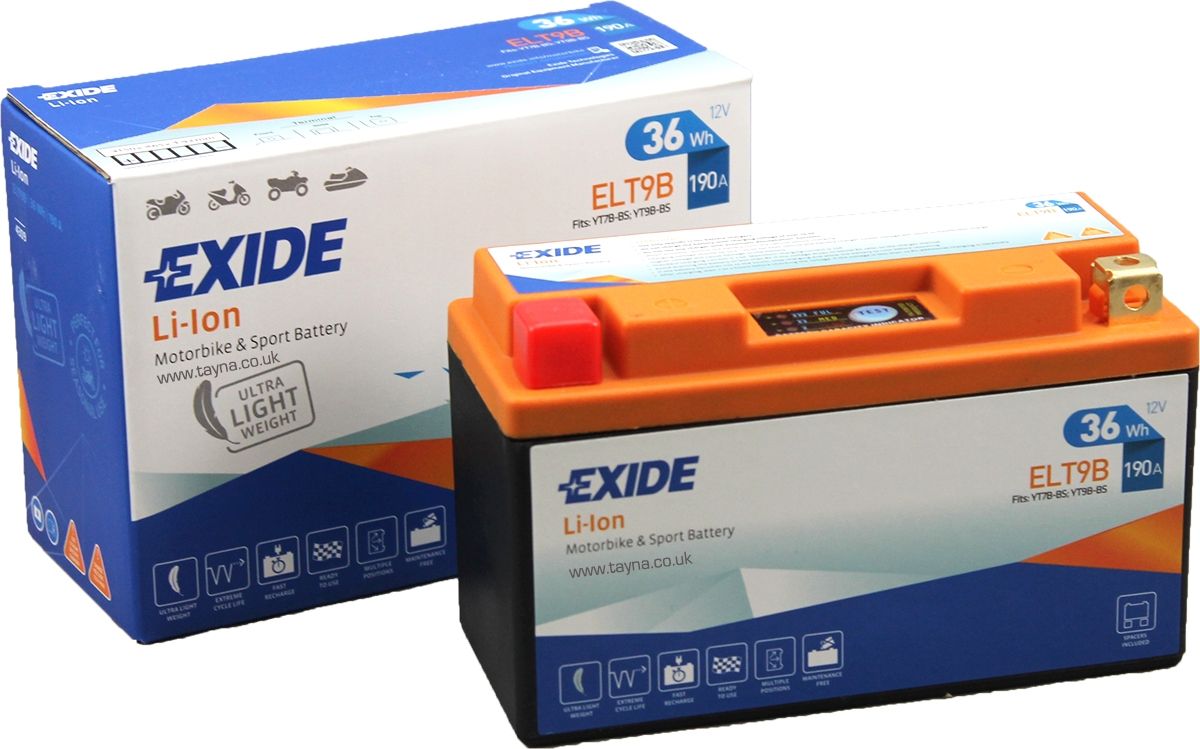 EXIDE YT9B-BS LI-ION LITHIUM MOTORBIKE BATTERY 12V ELT9B
