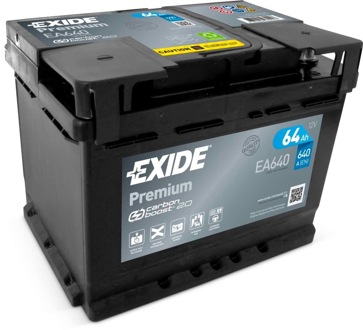 AKUMULATOR SAMOCHODOWY EXIDE EA640 PREMIUM 64Ah 640A TYP: 027
