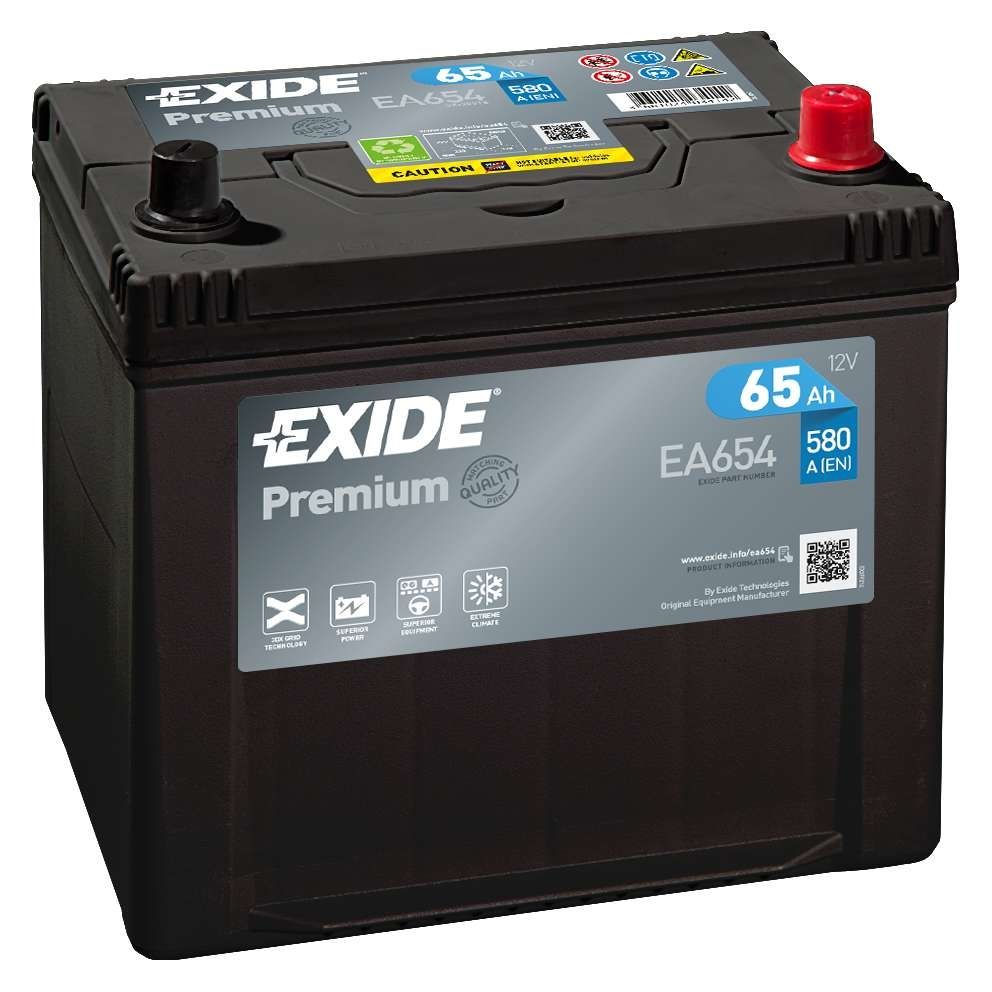 AKUMULATOR SAMOCHODOWY EXIDE EA654 PREMIUM 65Ah 580A TYP: 005L