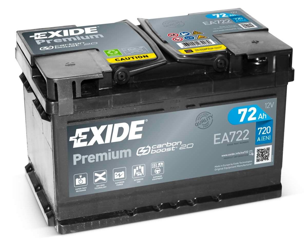 AKUMULATOR SAMOCHODOWY EXIDE EA722 PREMIUM 72Ah 720A TYP: 100