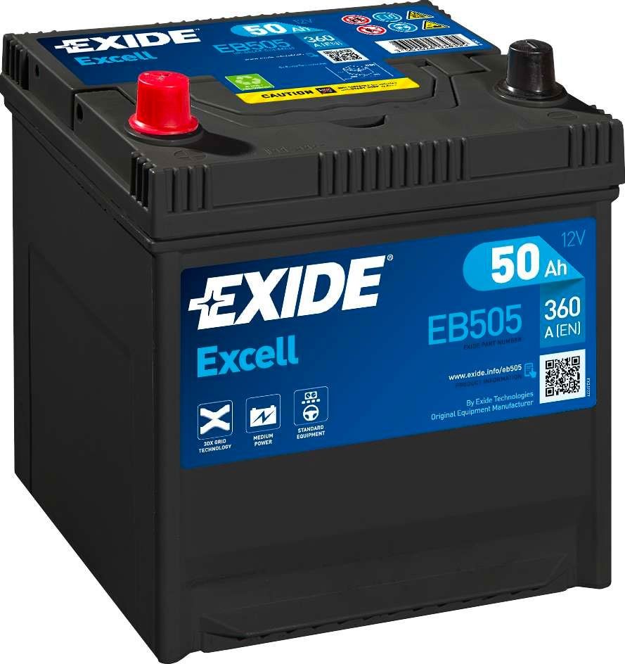 AKUMULATOR SAMOCHODOWY EXIDE EB505 EXCELL 50Ah 360A TYP: 004R