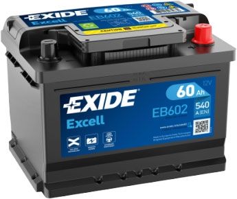 AKUMULATOR SAMOCHODOWY EXIDE EB602 EXCELL 60Ah 540A TYP: 075