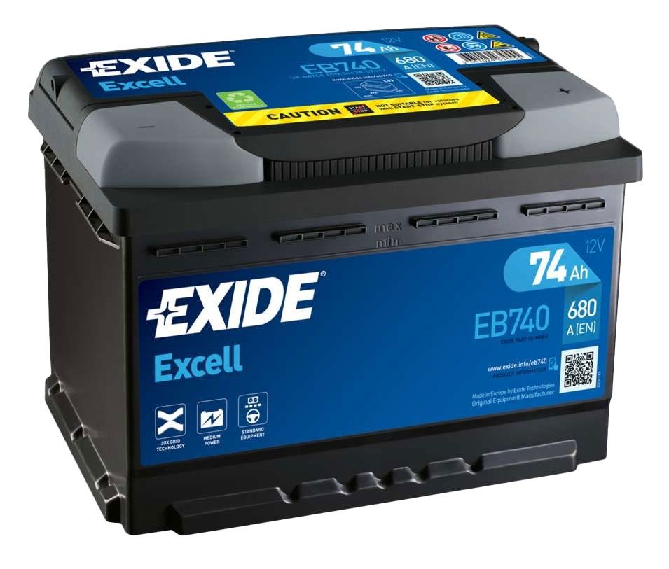 AKUMULATOR SAMOCHODOWY EXIDE EB740 EXCELL 74Ah 680A TYP: 096