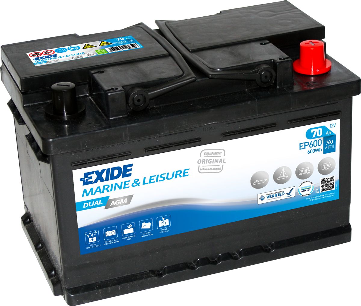 EXIDE EP600 MARINE LEISURE DUAL AGM BATTERY