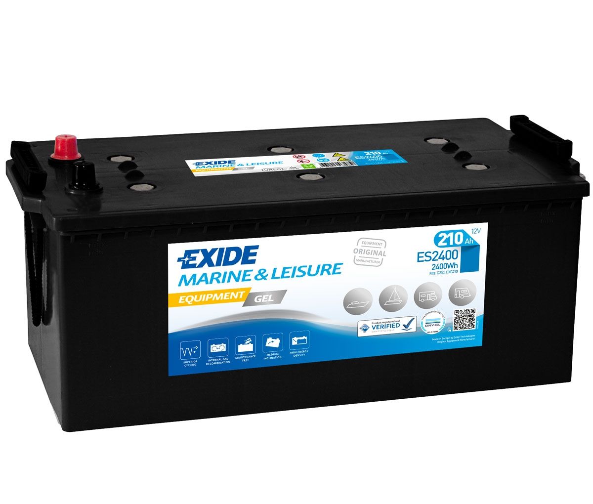 EXIDE ES2400 G210 MARINE LEISURE EQUIPMENT GEL BATTERY 210AH