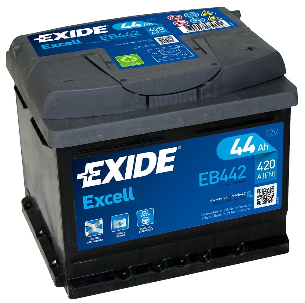 AKUMULATOR SAMOCHODOWY EXIDE EB442 EXCELL 44Ah 420A TYP: 063