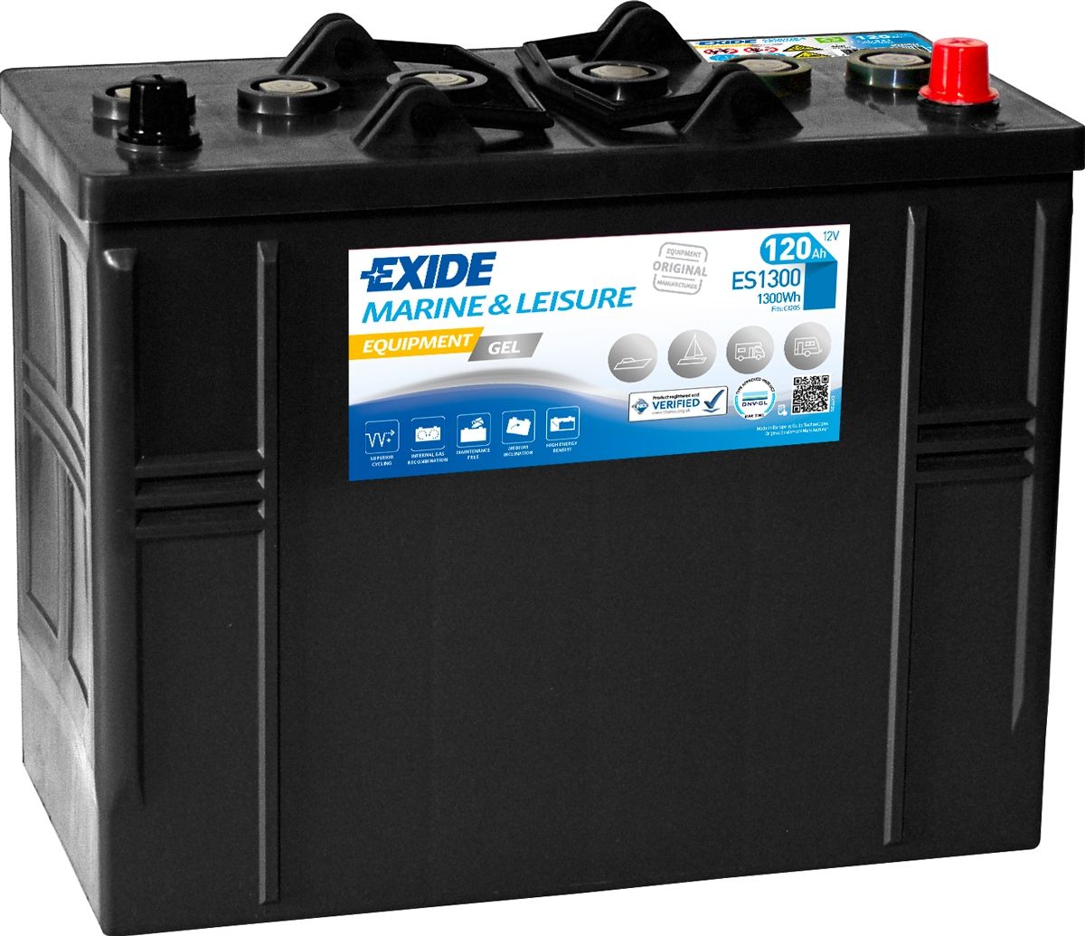 EXIDE ES1300 G120 MARINE LEISURE EQUIPMENT GEL BATTERY 120AH