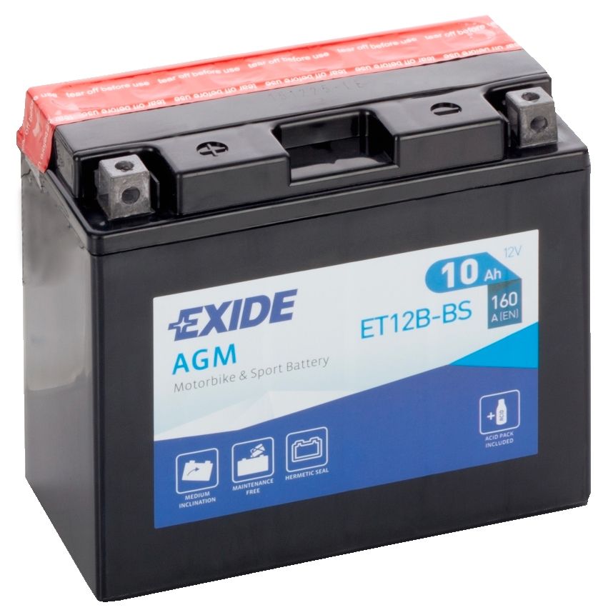 EXIDE ET12B-BS 12V AGM MOTORCYCLE BATTERY