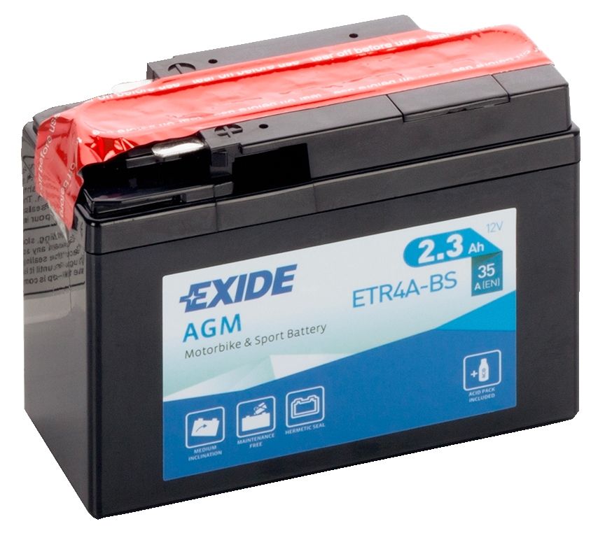 EXIDE ETR4A-BS 12V AGM MOTORCYCLE BATTERY YTR4A-BS