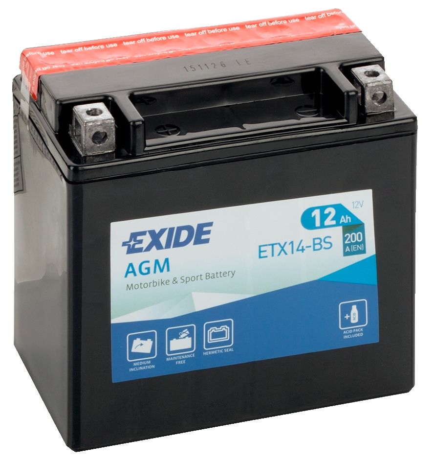 EXIDE ETX14-BS 12V AGM MOTORCYCLE BATTERY