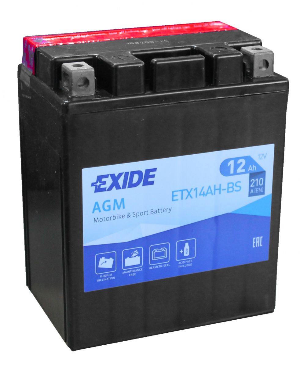 EXIDE ETX14AH-BS 12V AGM MOTORCYCLE BATTERY