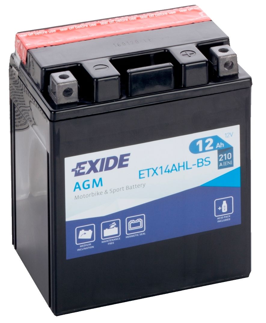 EXIDE ETX14AHL-BS 12V AGM MOTORCYCLE BATTERY