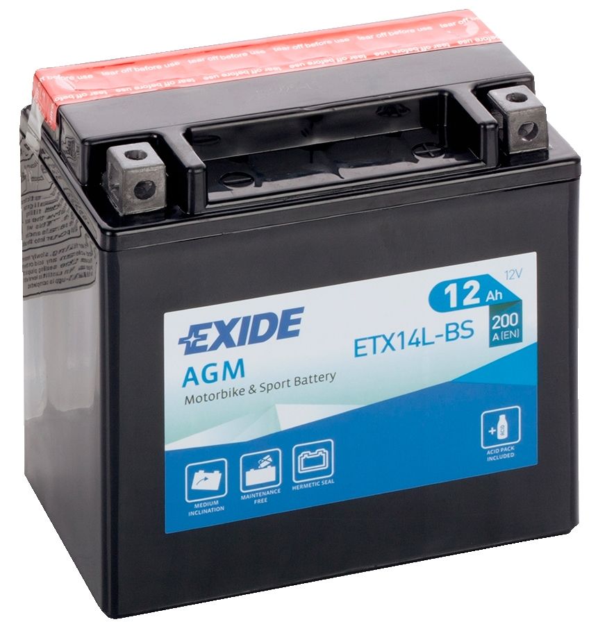 EXIDE ETX14L-BS 12V AGM MOTORCYCLE BATTERY