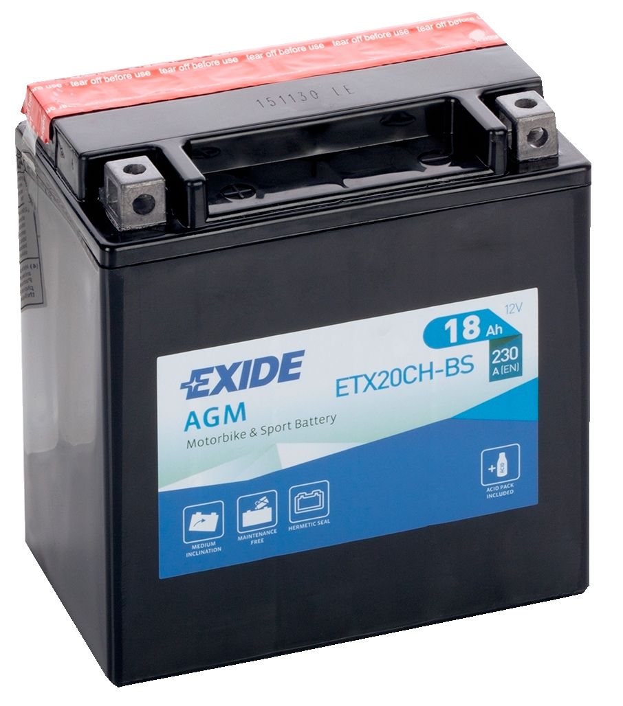 EXIDE ETX20CH-BS 12V AGM MOTORCYCLE BATTERY