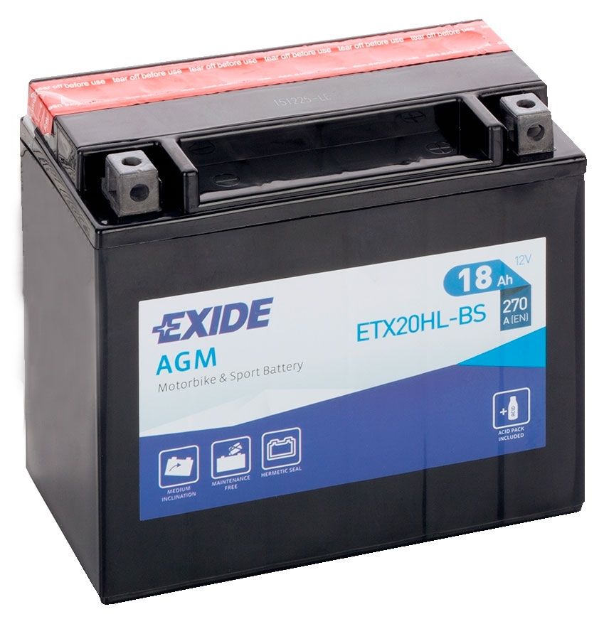 EXIDE ETX20HL-BS 12V AGM MOTORCYCLE BATTERY