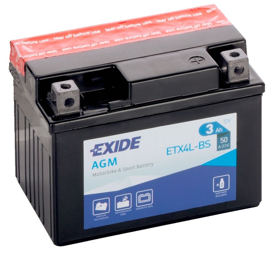 EXIDE ETX4L-BS 12V AGM MOTORCYCLE BATTERY