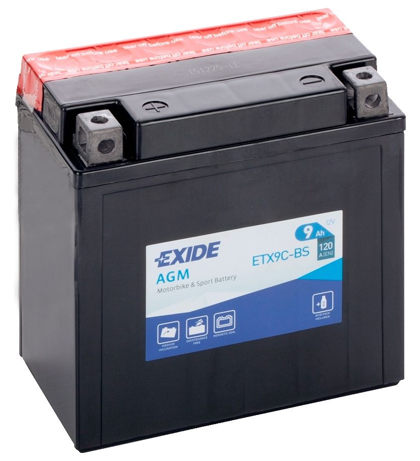 EXIDE ETX9C-BS 12V AGM MOTORCYCLE BATTERY