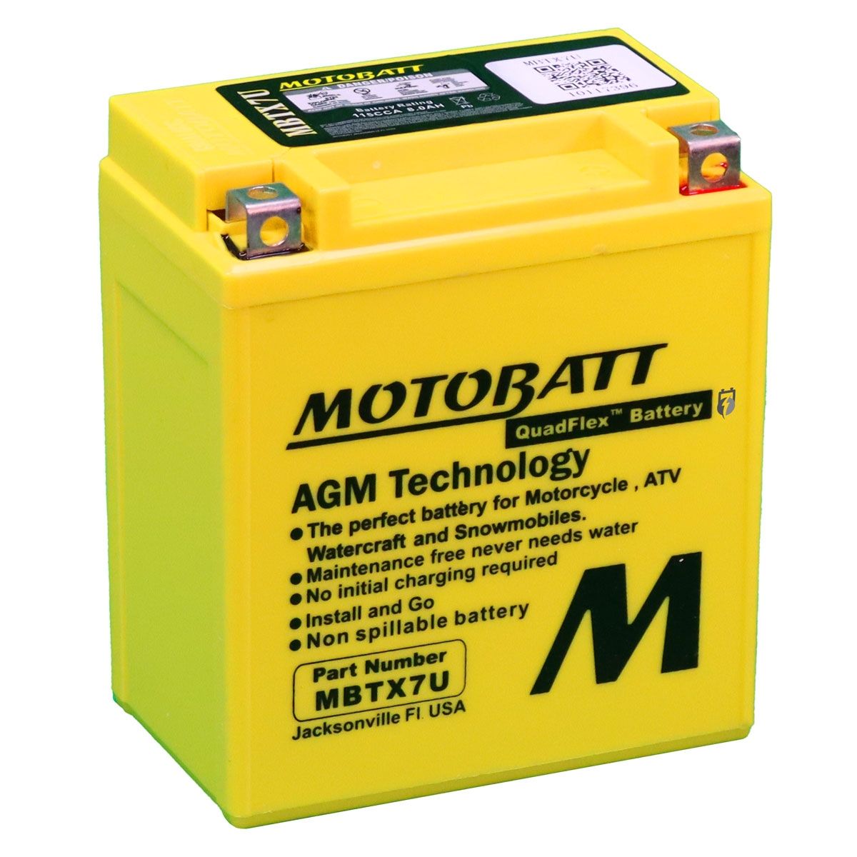 MOTOBATT MBTX7U QUADFLEX AGM BIKE BATTERY 12V 8AH