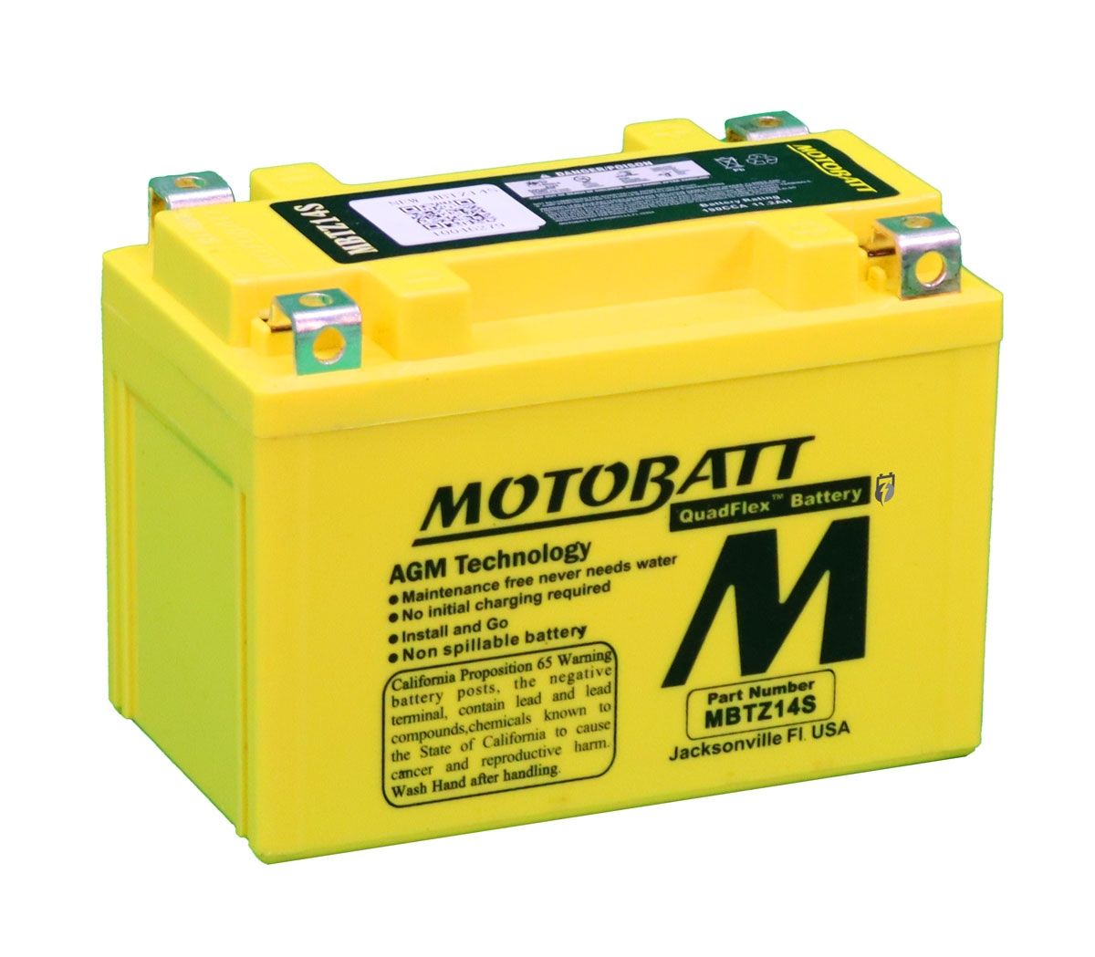 MOTOBATT MBTZ14S QUADFLEX AGM BIKE BATTERY 12V 11AH